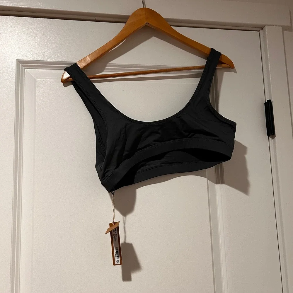 NWT Skims Recycled Swim Tank‎ Bikini Top Women's Large Gunmetal Gray Neutral